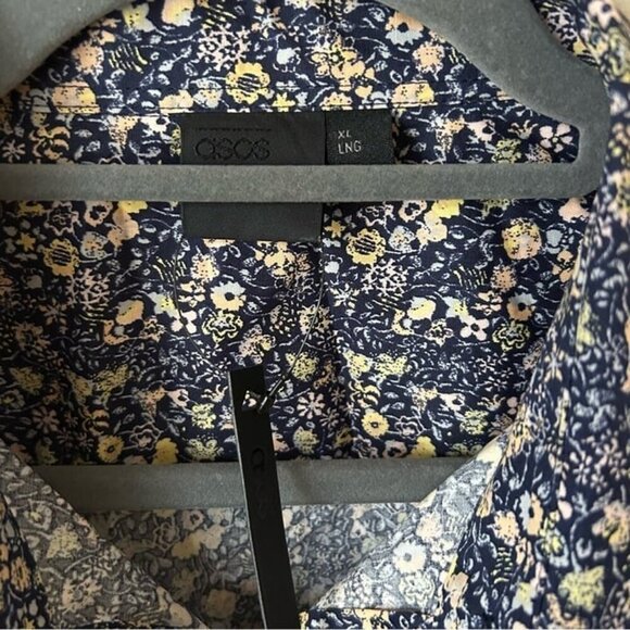 NWT ASOS Floral Print Men’s Button Down Collard Dress Shirt Size XL Long - Picture 5 of 8